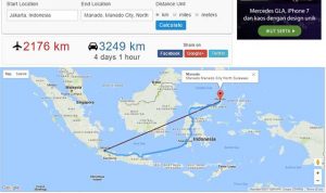 Jarak Manado-Jakarta