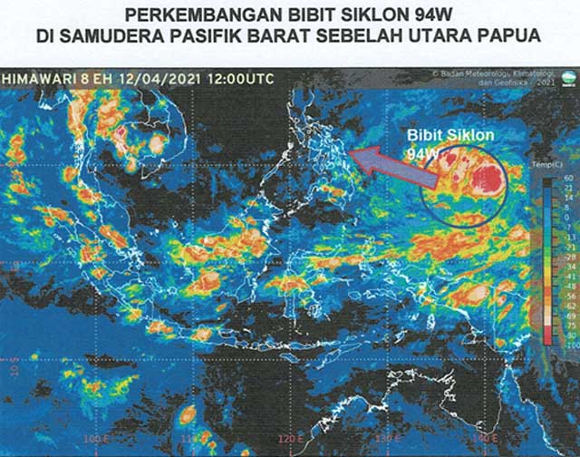BNPB Ingatkan Warga Papua Barat Waspadai Potensi Bibit Siklon Tropis 94W