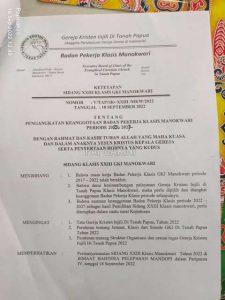 Pdt Melkianus Warfandu Terpilih Ketua BP Klasis GKI Manokwari