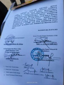Suku Besar Arfak Minta Pemerintah Pusat Ambil Alih Pembentukan DOB Manokwari Barat
